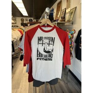 Vintage 1970s Mid-Hudson Body Building & Fitness Raglan Shirt Size Small